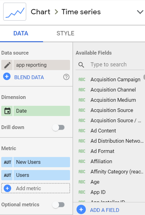 Google Data Studio - how to set field properties