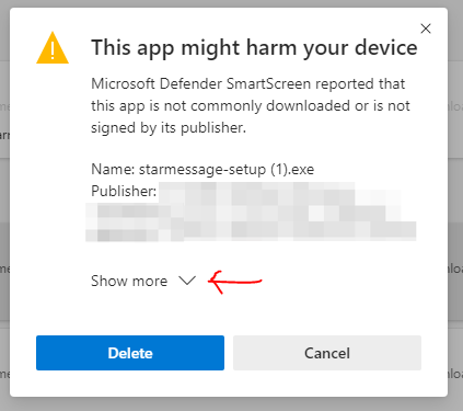 Microsoft defender warning this app might harm your device